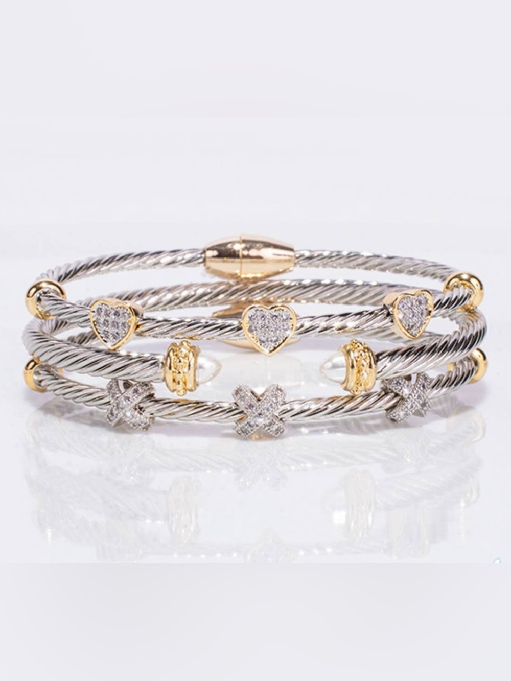 My Best Kept Jewelry Mixed Metal Cable Bracelet Stack Set NWT
